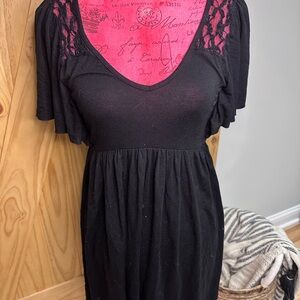 Black Lace Sleeve Dress